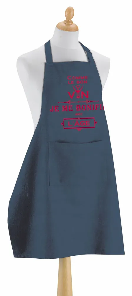 Tabliers de cuisine - Tablier de cusine Je me bonifie avec l'âge recyclé Rouge Indigo 72 x 90 - MAISON VIVARAISE - SDE VIVARAISE WINKLER