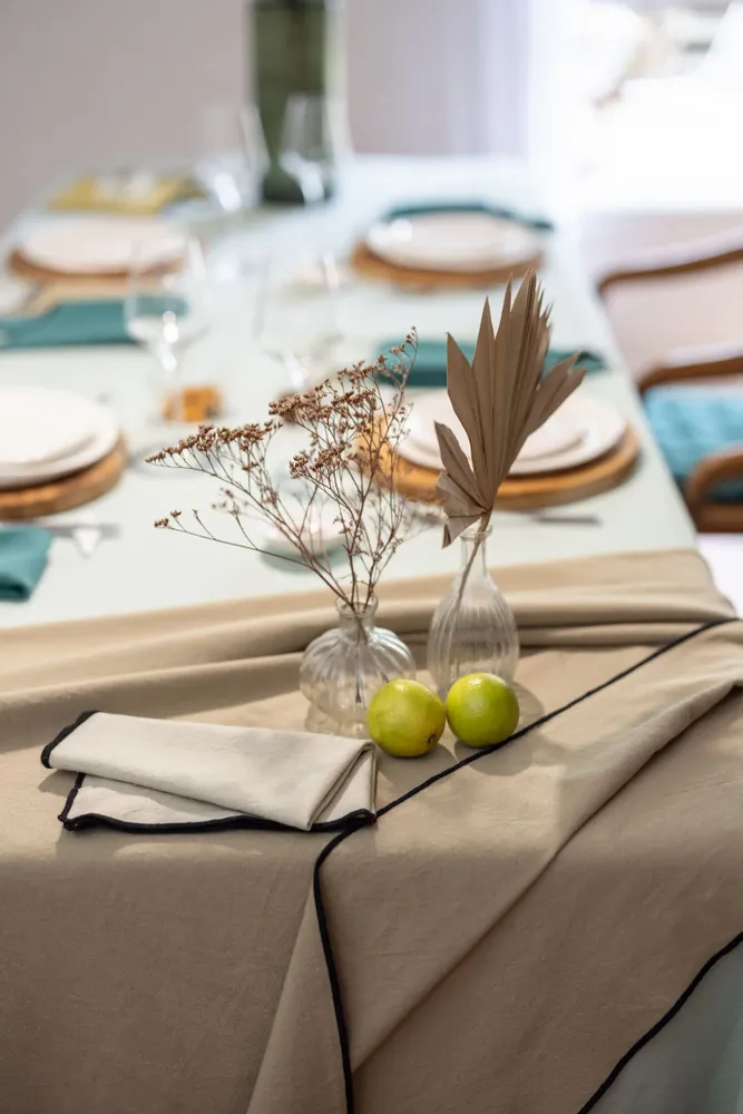 Table cloths - Recycled Tablecloth Grace Camel 170 X 300 - MAISON VIVARAISE - SDE VIVARAISE WINKLER