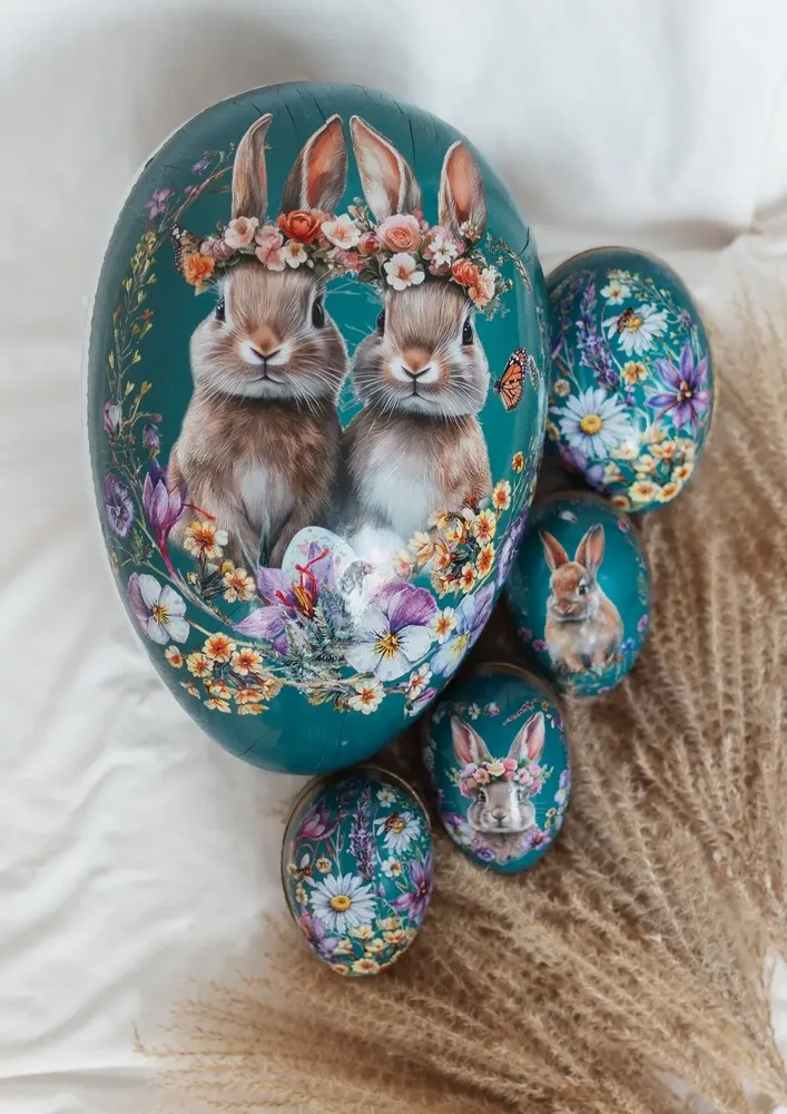 Cadeaux - œufs de Pâques 15 cm 'Floral Couture' - NESTLER GMBH FEINKARTONAGEN