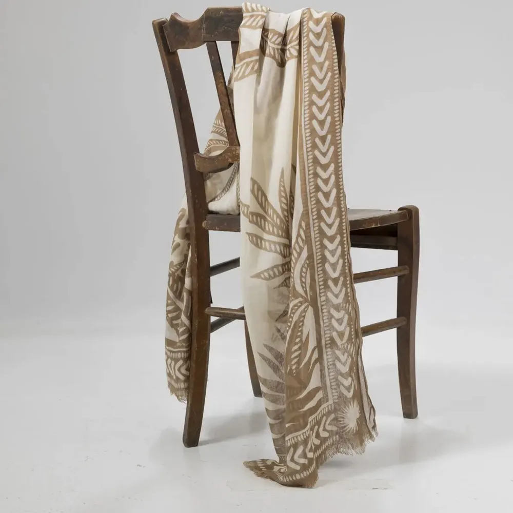 Scarves - COTTON SERAPHIN SAND CHECK - MONSIEUR CHARLI