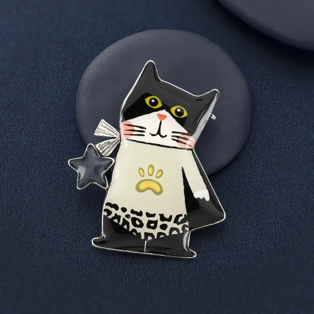 Jewelry - SUPER MEOW BROOCH, SILVER AND BLACK COLOUR - TARATATA BIJOUX