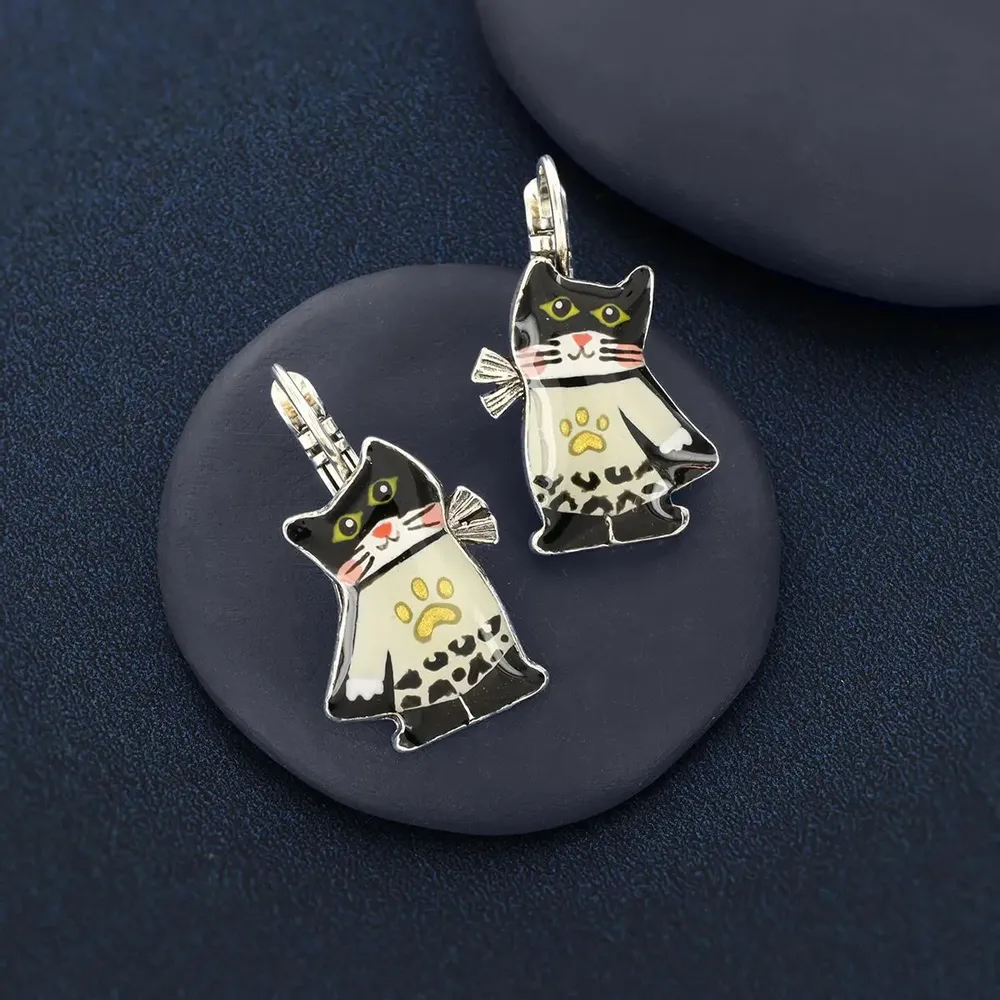 Jewelry - SUPER MEOW SLEEPERS SILVER BLACK - TARATATA BIJOUX