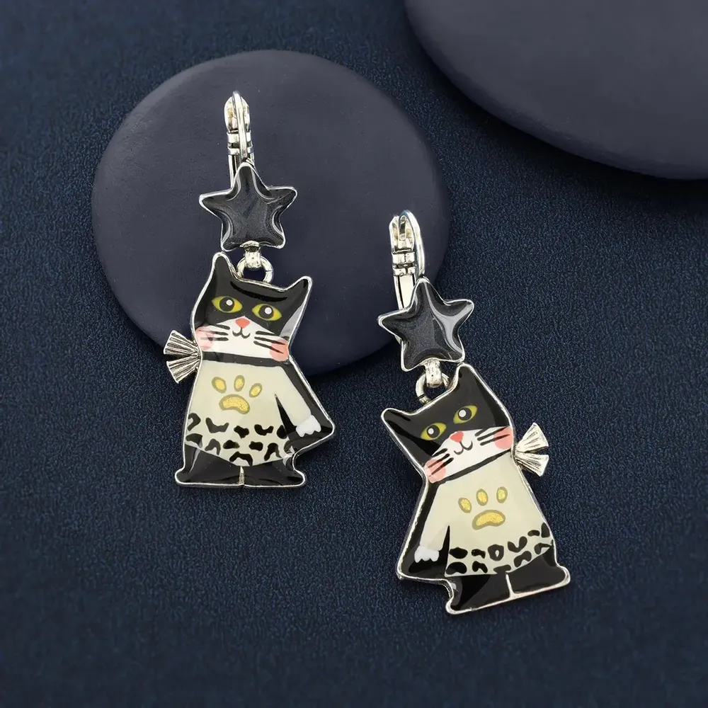 Jewelry - SUPER MEOW SLEEPERS SILVER BLACK - TARATATA BIJOUX