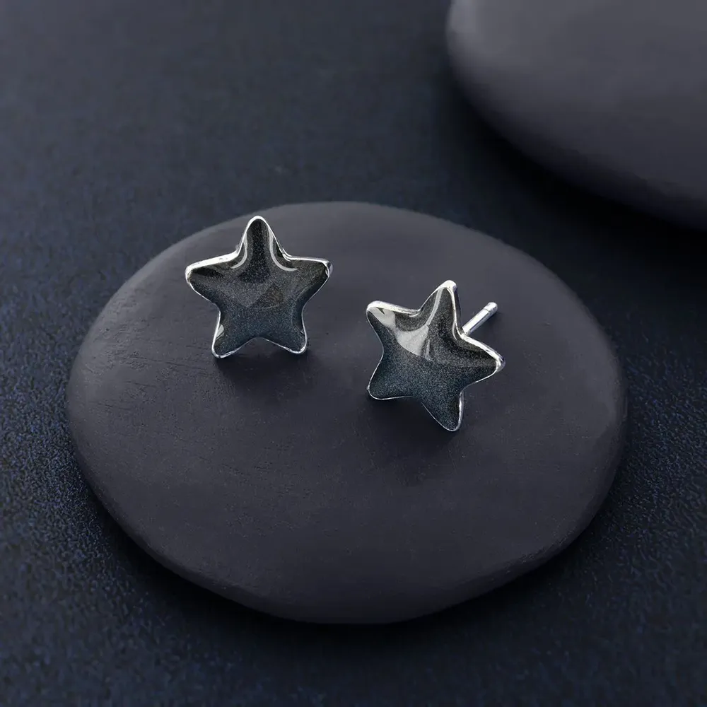 Bijoux - PUCES SUPER MIAOU COULEUR ARGENT NOIR - TARATATA BIJOUX