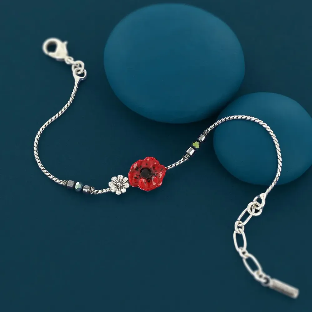 Jewelry - Pretty poppy bracelet in silver and red - TARATATA BIJOUX