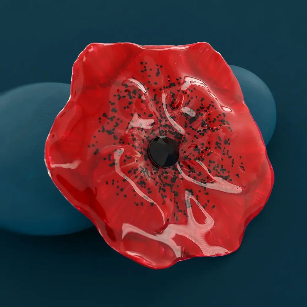 Jewelry - Pretty poppy brooch, silver and red - TARATATA BIJOUX
