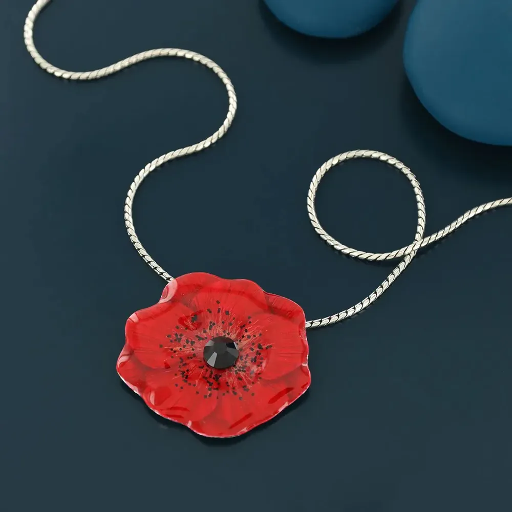 Jewelry - PRETTY POPPY NECKLACE IN SILVER AND RED - TARATATA BIJOUX