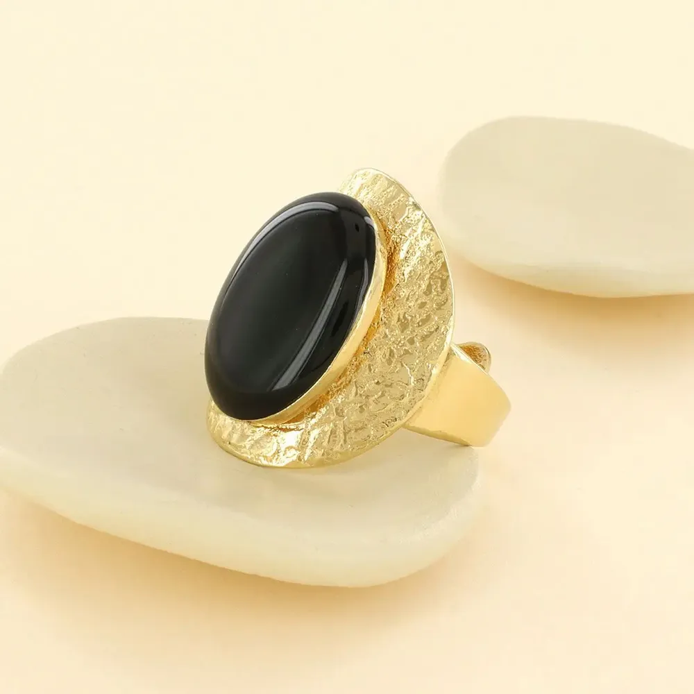 Bijoux - BAGUE OLIVE COULEUR DORE NOIR - TARATATA BIJOUX