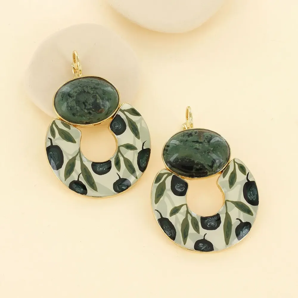 Bijoux - DORMEUSES OLIVE COULEUR DORE MULTI - TARATATA BIJOUX