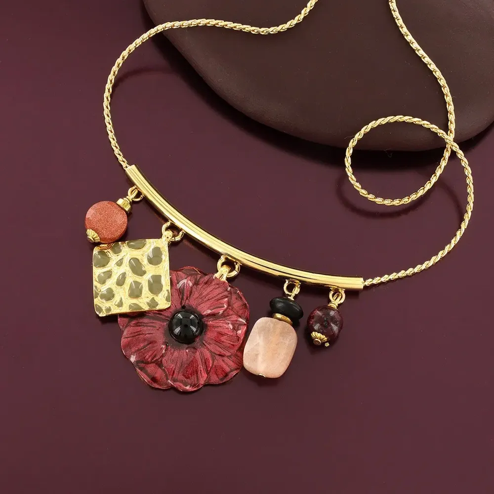 Bijoux - COLLIER CARMEN COULEUR DORE ROUGE - TARATATA BIJOUX