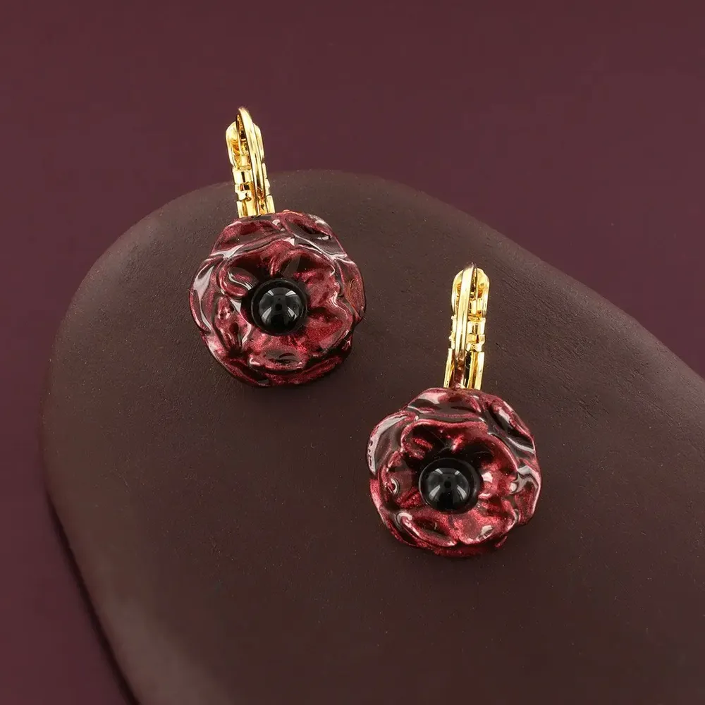 Bijoux - DORMEUSES CARMEN COULEUR DORE ROUGE - TARATATA BIJOUX