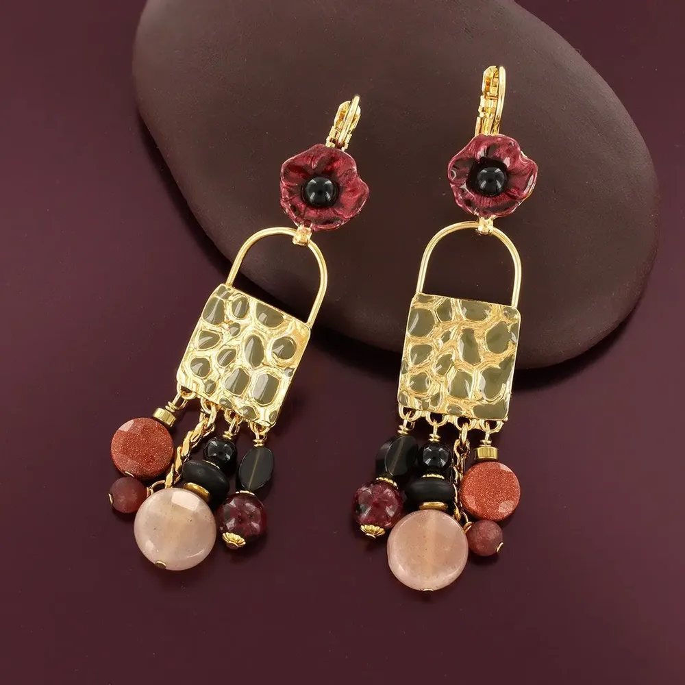 Bijoux - DORMEUSES CARMEN COULEUR DORE MULTI - TARATATA BIJOUX