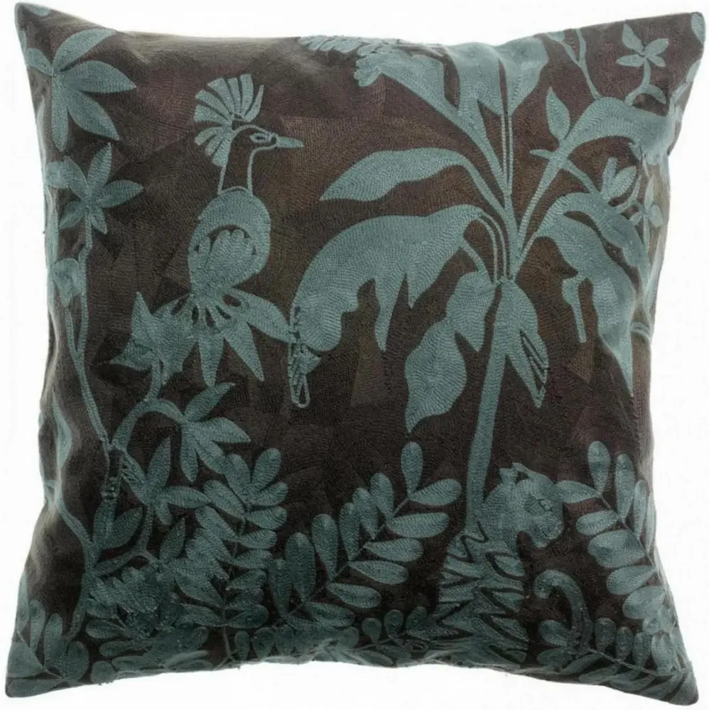 Cushions - Embroidered Cushion Raki Carbone 45 X 45 - MAISON VIVARAISE - SDE VIVARAISE WINKLER