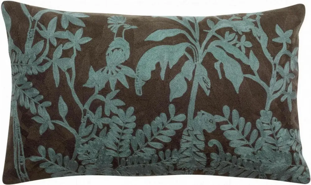 Cushions - Embroidered Cushion Raki Carbone 30 X 50 - MAISON VIVARAISE - SDE VIVARAISE WINKLER