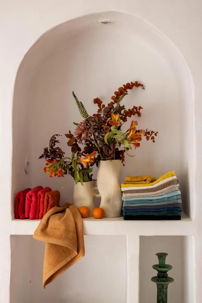 Ustensiles de cuisine - Essuie-mains oeillet Curl Ambre 50 x 50 - MAISON VIVARAISE - SDE VIVARAISE WINKLER