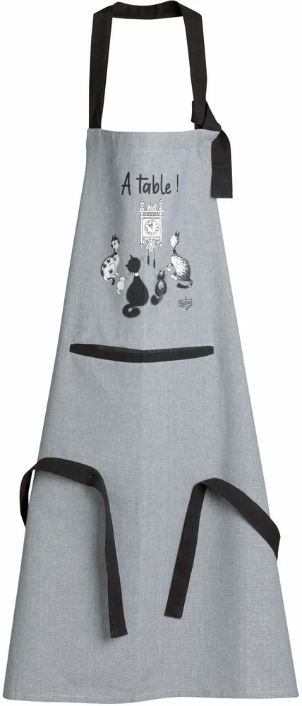 Aprons - Dubout chat horloge kitchen apron Gris 72 X 85 - MAISON VIVARAISE - SDE VIVARAISE WINKLER