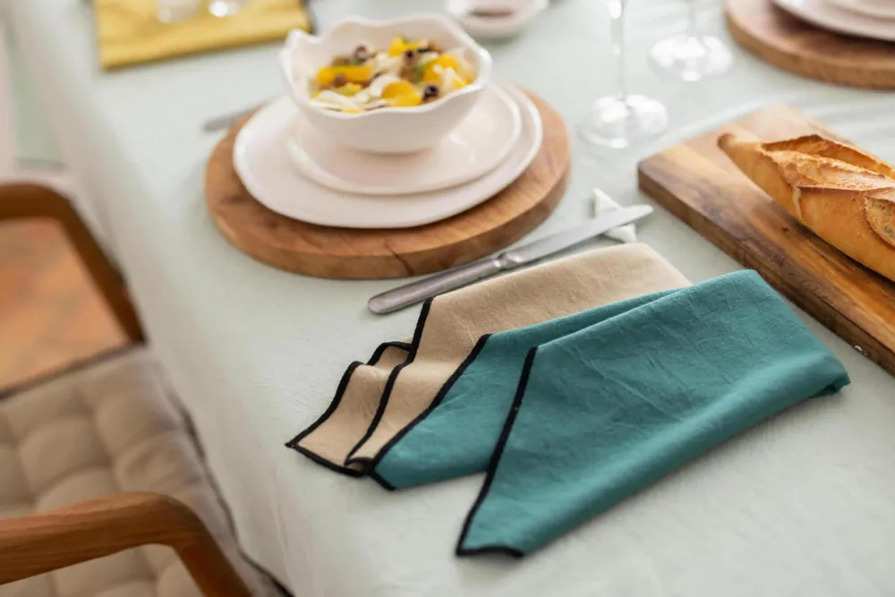 Serviettes - Serviette de table recyclée Grace Camel 40 x 40 - MAISON VIVARAISE - SDE VIVARAISE WINKLER