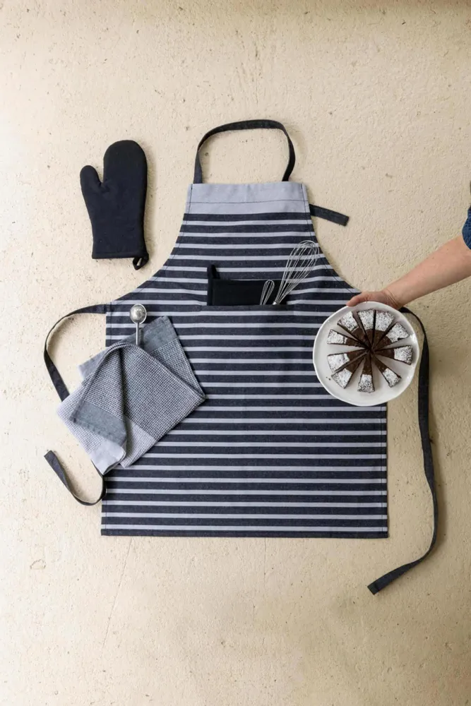 Aprons - Tilio Recycled Kitchen Apron Noir/Gris 72 X 90 - MAISON VIVARAISE - SDE VIVARAISE WINKLER