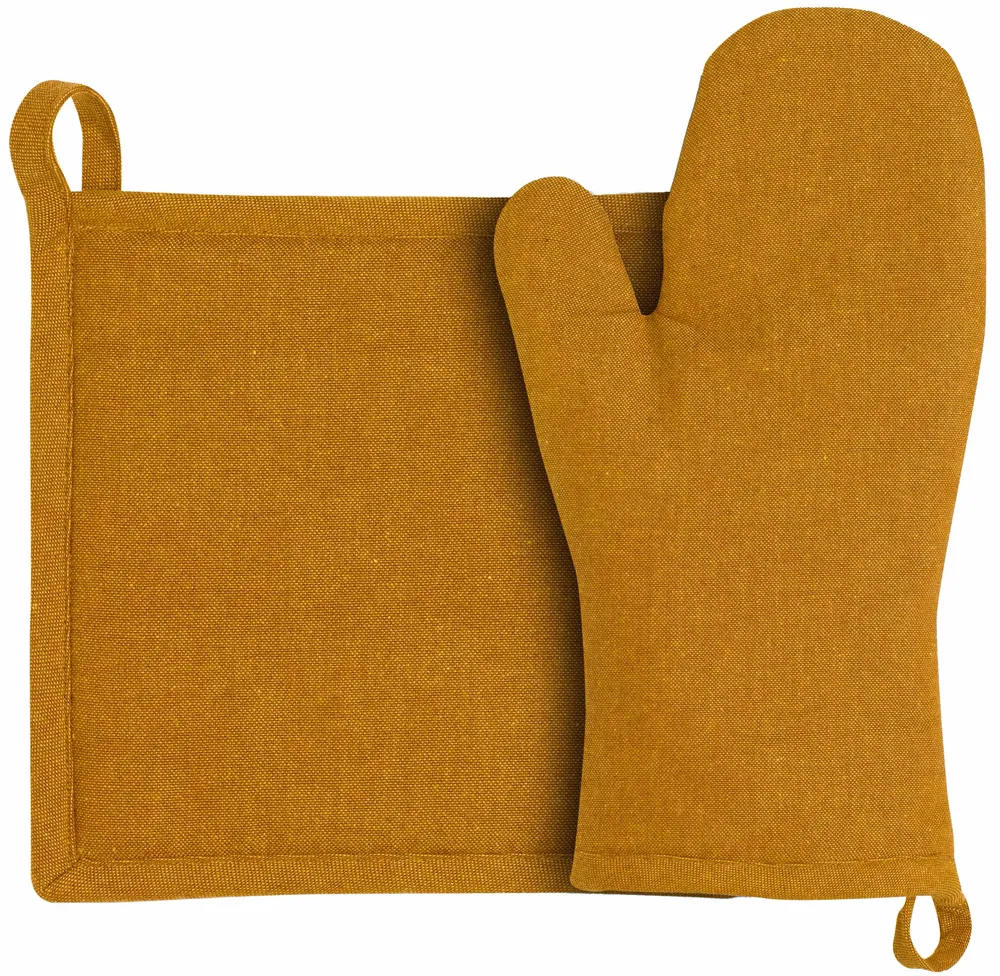 Potholders - Recycled Kitchen Glove and Pot Holder Jona Ambre 15 X 30 - MAISON VIVARAISE - SDE VIVARAISE WINKLER