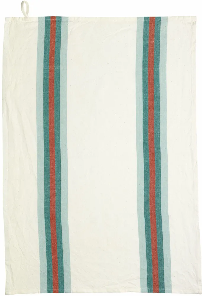 Torchons - Torchon recyclé lavé Yuna Vert d'eau/naturel 50 x 70 - MAISON VIVARAISE - SDE VIVARAISE WINKLER