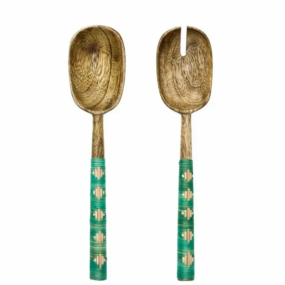 Kitchen utensils - Wooden salad set w/ bamboo, Yellow - MADAM STOLTZ