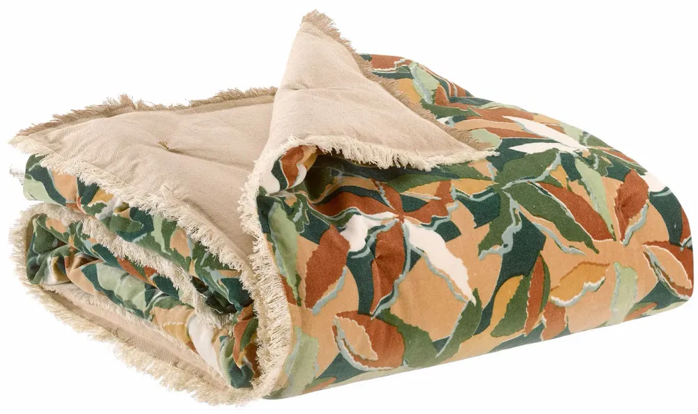 Throw blankets - Alina Printed Throw Blanket Pétrole 135 X 200 - MAISON VIVARAISE - SDE VIVARAISE WINKLER