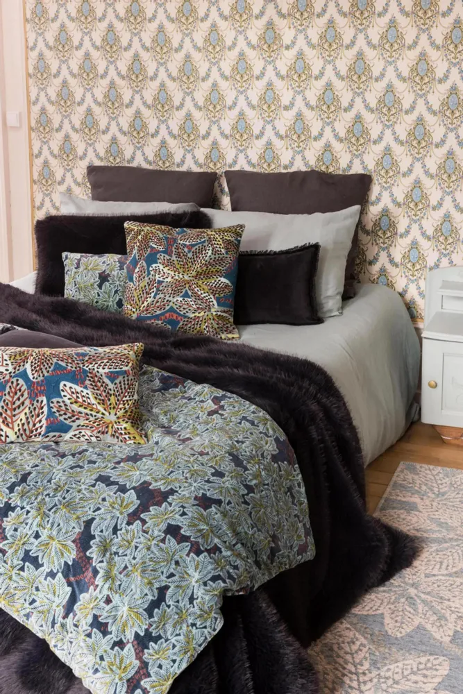 Coussins - Coussin imprimé Ariane Pétrole 30 x 50 - MAISON VIVARAISE - SDE VIVARAISE WINKLER