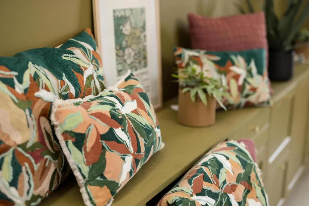 Cushions - Embroidered Cushion Alina Pétrole 40 X 65 - MAISON VIVARAISE - SDE VIVARAISE WINKLER