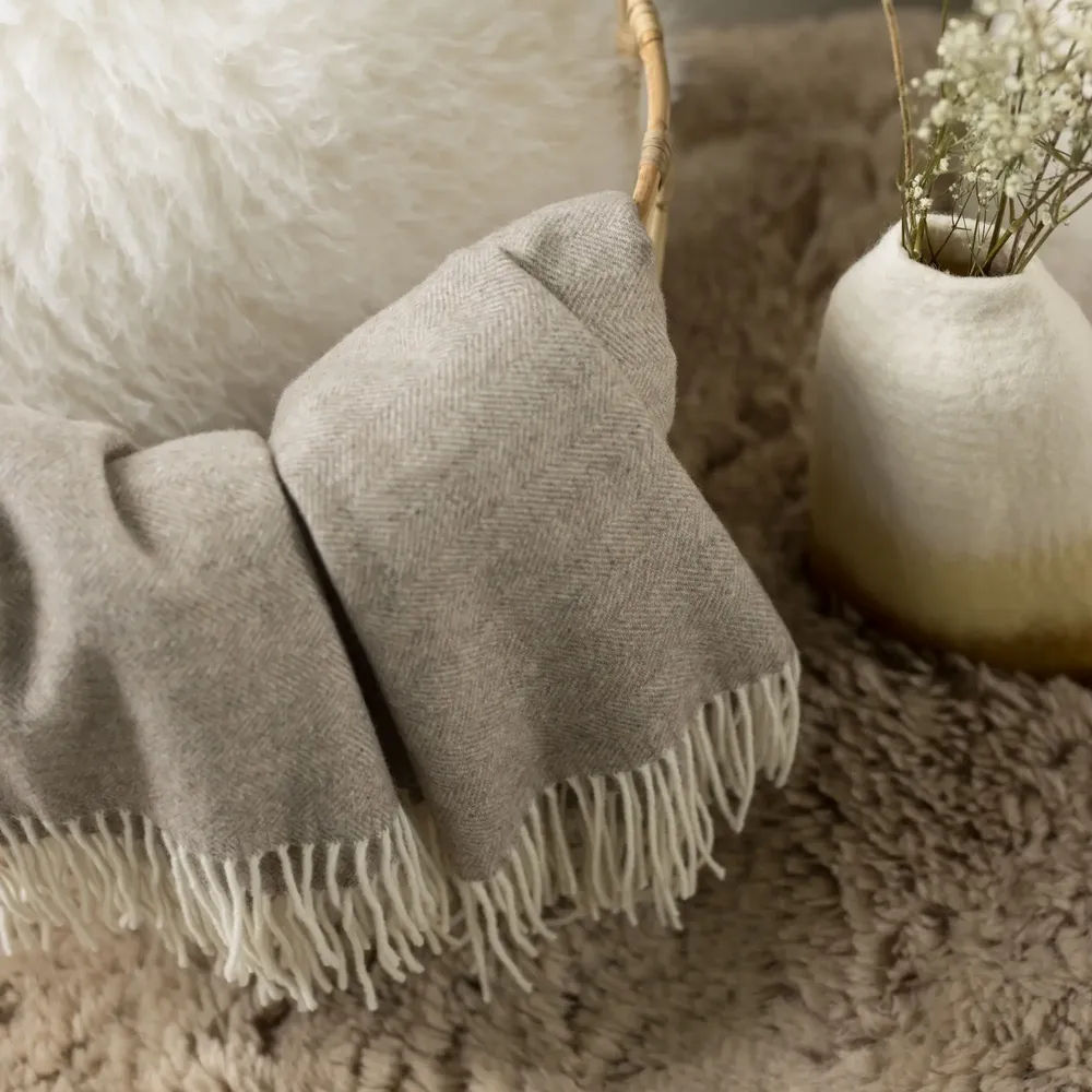 Plaids - Plaid Carina Naturel 130 x 190 - MAISON VIVARAISE - SDE VIVARAISE WINKLER