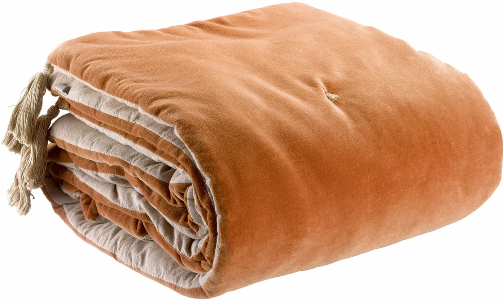 Bed linens - Elise Pom-Pom Duvet Rouille 80 X 180 - MAISON VIVARAISE - SDE VIVARAISE WINKLER