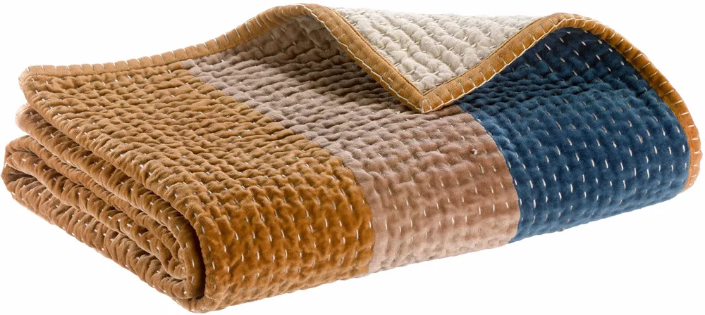 Linge de lit - Edredon Elise patchs Cobalt 80 x 180 - MAISON VIVARAISE - SDE VIVARAISE WINKLER