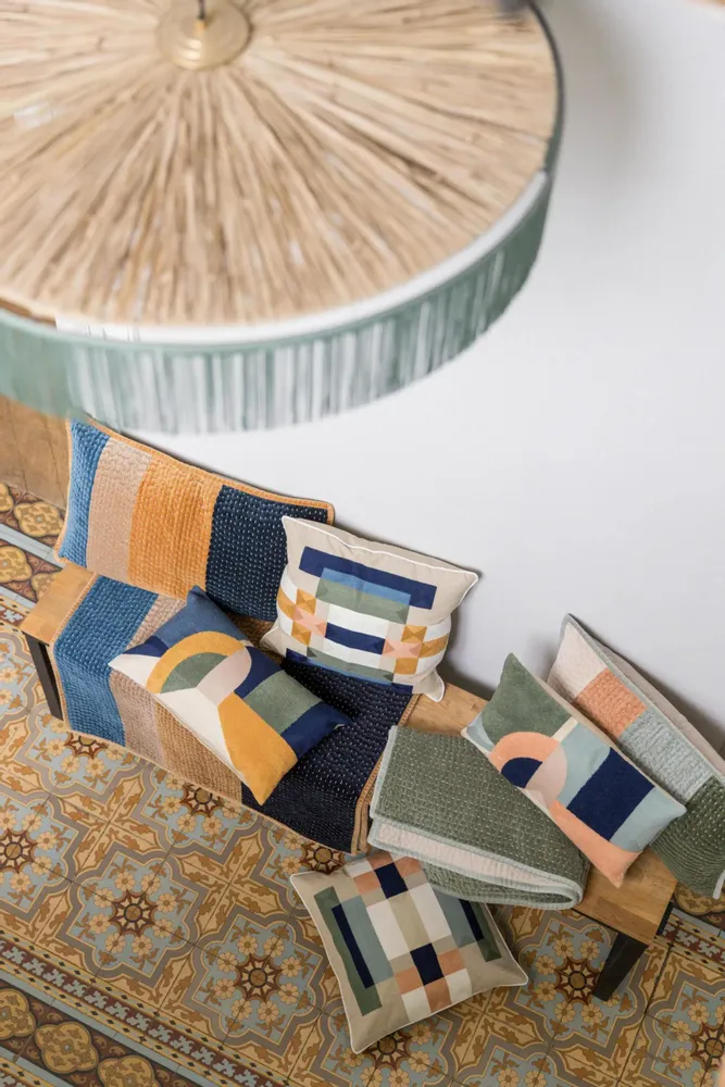 Linge de lit - Edredon Elise patchs Cobalt 80 x 180 - MAISON VIVARAISE - SDE VIVARAISE WINKLER