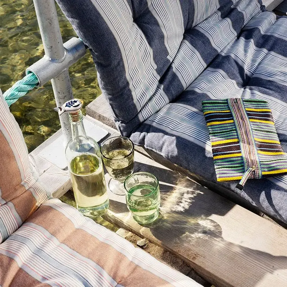 Garden textiles - Striped cotton mattress, Blue, white, grey - MADAM STOLTZ