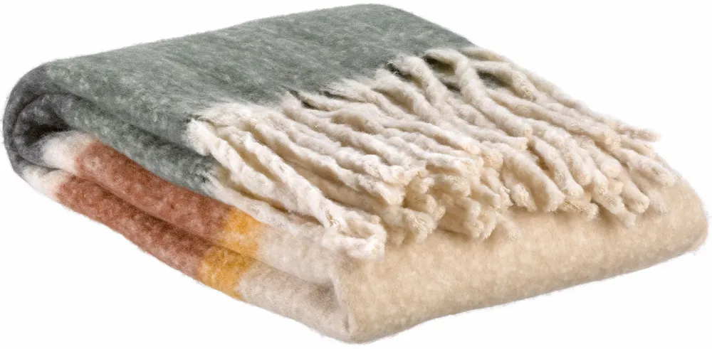 Plaids - Plaid rayé recyclé Isabel Rouille 130 x 160 - MAISON VIVARAISE - SDE VIVARAISE WINKLER