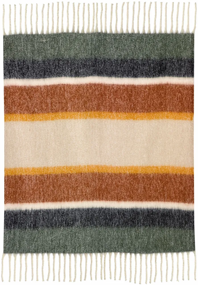 Plaids - Plaid rayé recyclé Isabel Rouille 130 x 160 - MAISON VIVARAISE - SDE VIVARAISE WINKLER