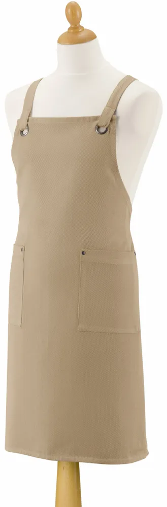 Aprons - Recycled kitchen apron with pockets Artisan Camel 72 X 85 - MAISON VIVARAISE - SDE VIVARAISE WINKLER