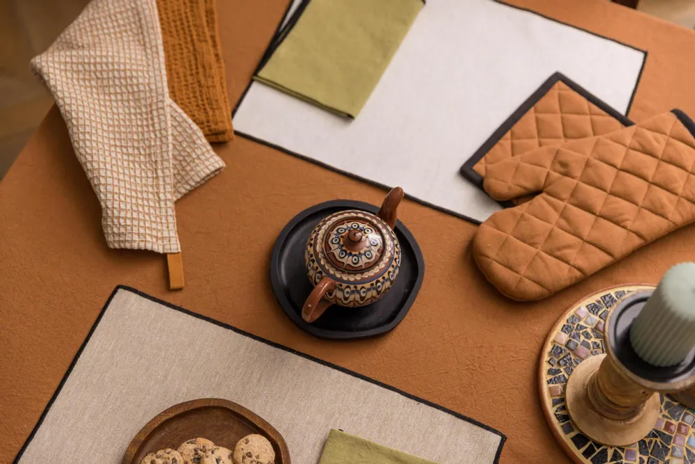 Nappes - Nappe recyclée Grace Caramel 140 x 250 - MAISON VIVARAISE - SDE VIVARAISE WINKLER