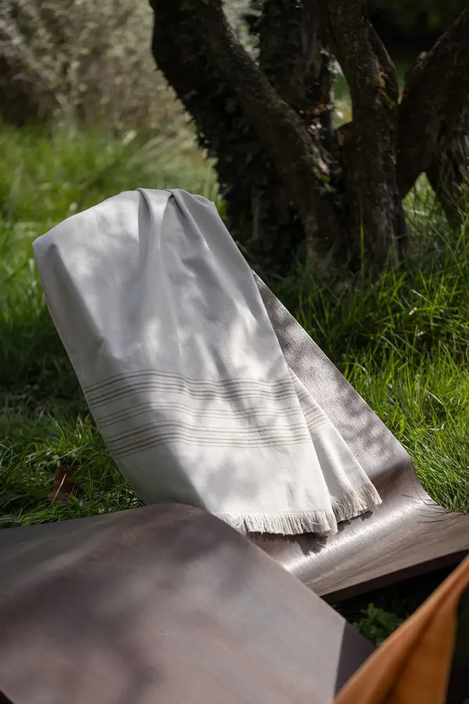 Linge de lit - Drap hammam Cancun Galet 90 x 180 - MAISON VIVARAISE - SDE VIVARAISE WINKLER