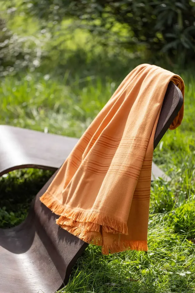 Bed linens - Cancun Hammam Towel Citrouille 90 X 180 - MAISON VIVARAISE - SDE VIVARAISE WINKLER