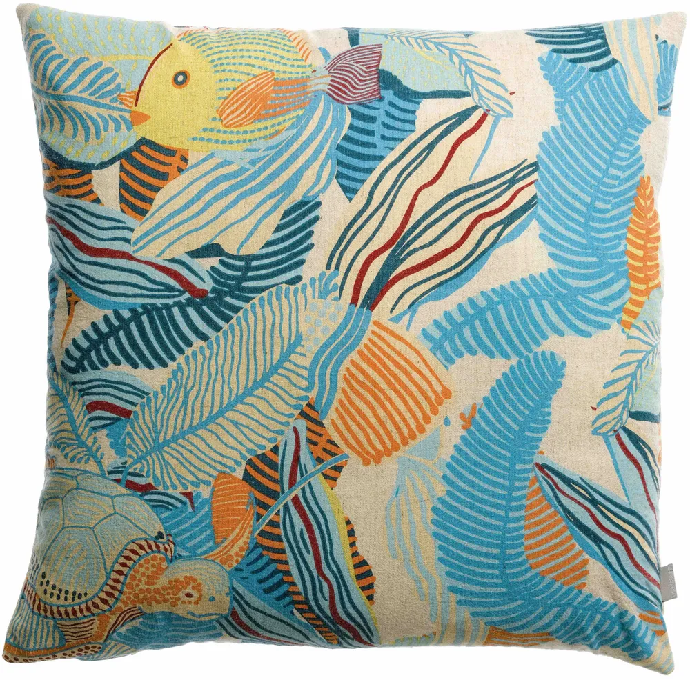 Cushions - Dori Printed Cushion Lagon 45 X 45 - MAISON VIVARAISE - SDE VIVARAISE WINKLER