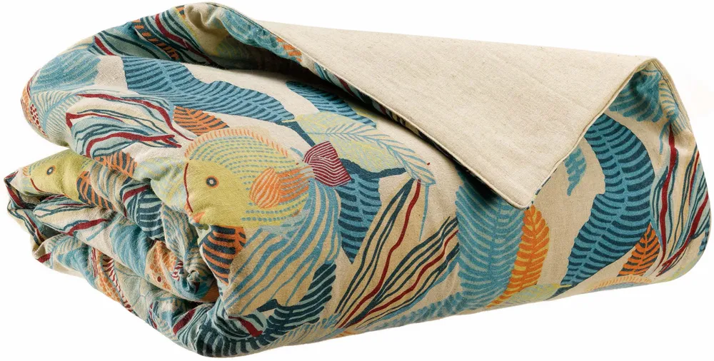 Plaids - Plaid imprimé Dori Lagon 135 x 200 - MAISON VIVARAISE - SDE VIVARAISE WINKLER