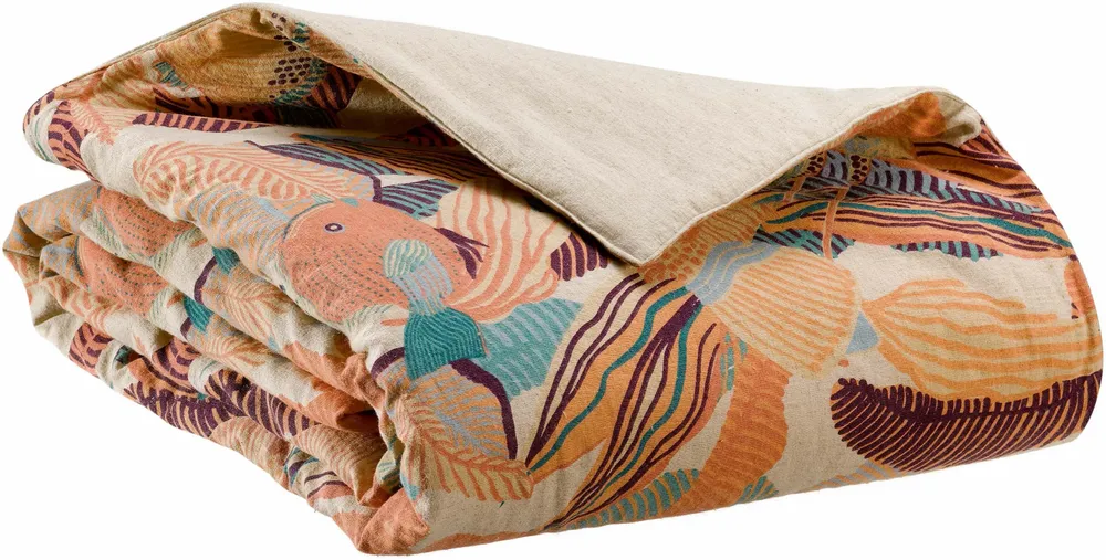 Bed linens - Dori Printed Comforter Papaye 85 X 200 - MAISON VIVARAISE - SDE VIVARAISE WINKLER