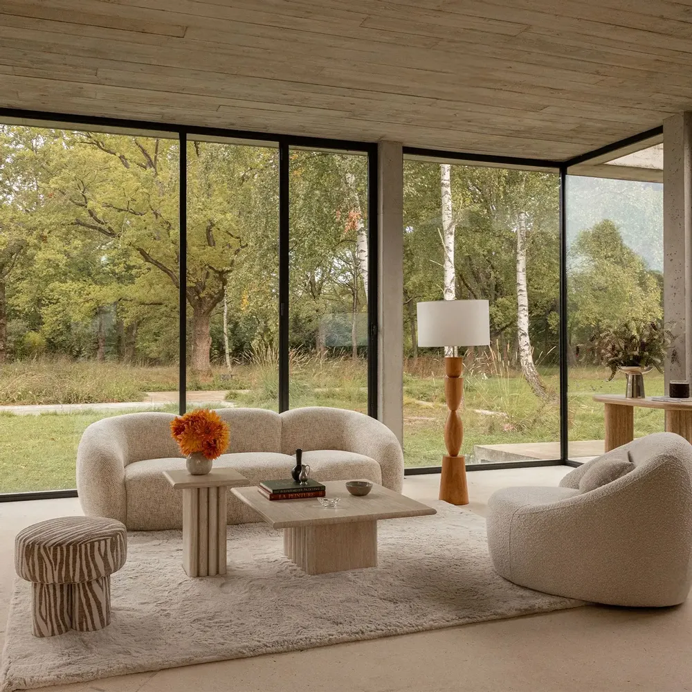 Canapés - Dulcia - Canapé 3 places, Tweed beige moucheté - NV GALLERY