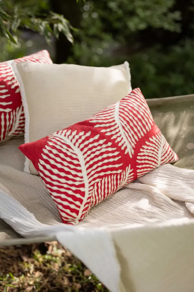 Cushions - Embroidered Cushion Flora Papaye 30 X 50 - MAISON VIVARAISE - SDE VIVARAISE WINKLER