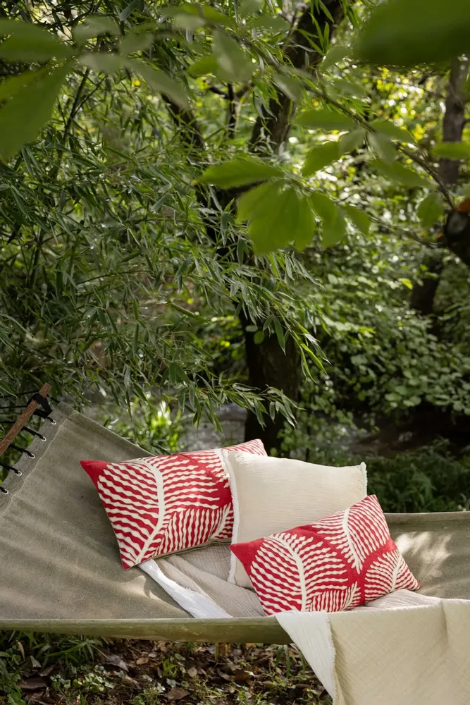 Cushions - Embroidered Cushion Flora Papaye 30 X 50 - MAISON VIVARAISE - SDE VIVARAISE WINKLER