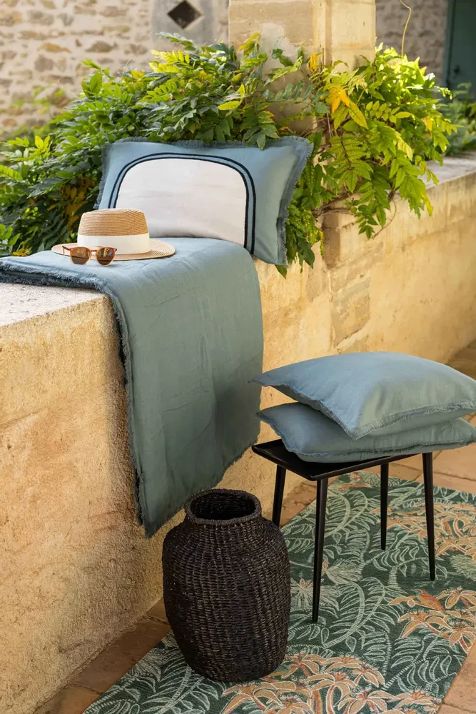 Linge de lit - Edredon uni Laly Prusse 85 x 200 - MAISON VIVARAISE - SDE VIVARAISE WINKLER