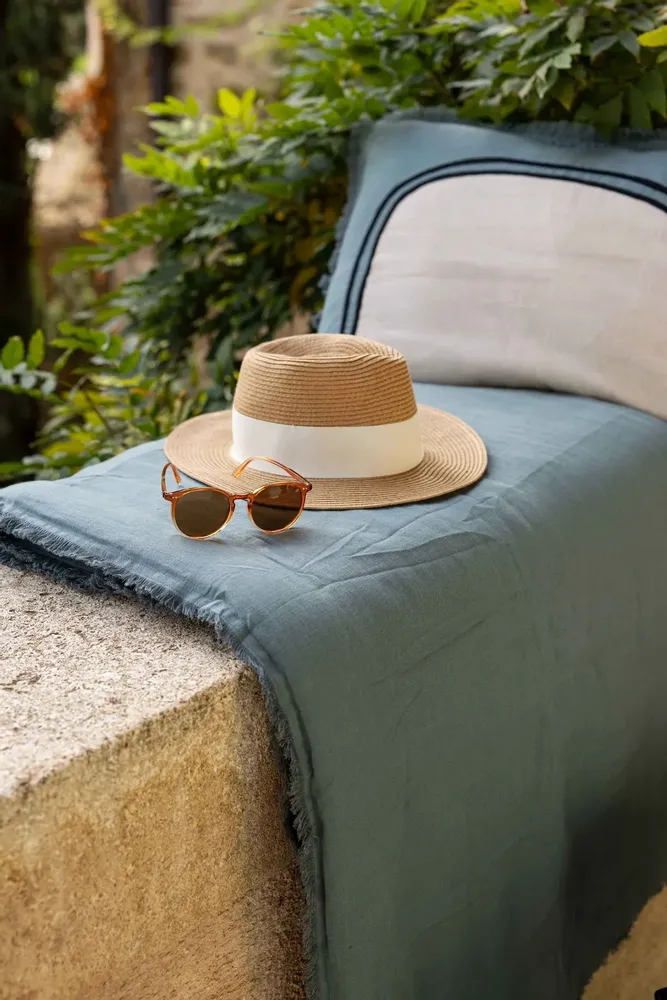 Linge de lit - Edredon uni Laly Prusse 85 x 200 - MAISON VIVARAISE - SDE VIVARAISE WINKLER