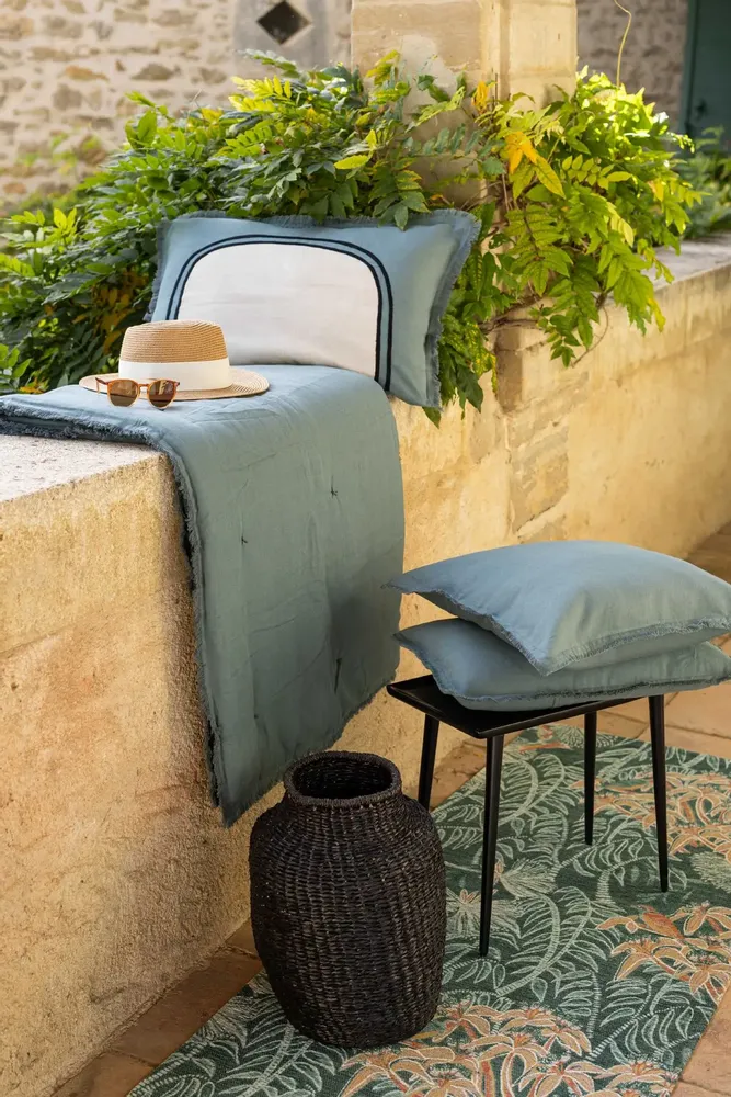 Cushions - Plain Cushion Laly Prusse 30 X 50 - MAISON VIVARAISE - SDE VIVARAISE WINKLER