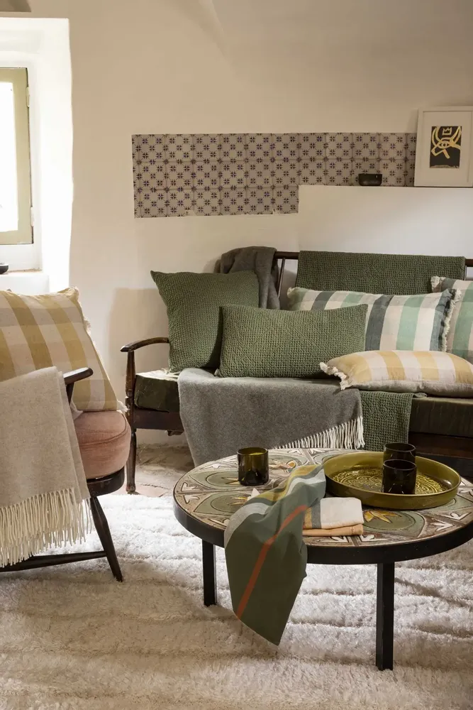 Bed linens - Maia Recycled Throw Eucalyptus 180 X 260 - MAISON VIVARAISE - SDE VIVARAISE WINKLER