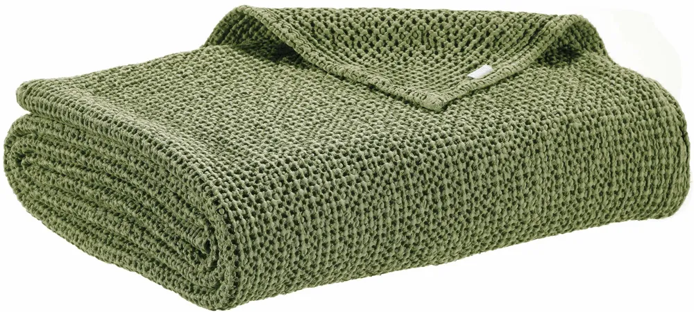 Bed linens - Maia Recycled Throw Eucalyptus 240 X 260 - MAISON VIVARAISE - SDE VIVARAISE WINKLER
